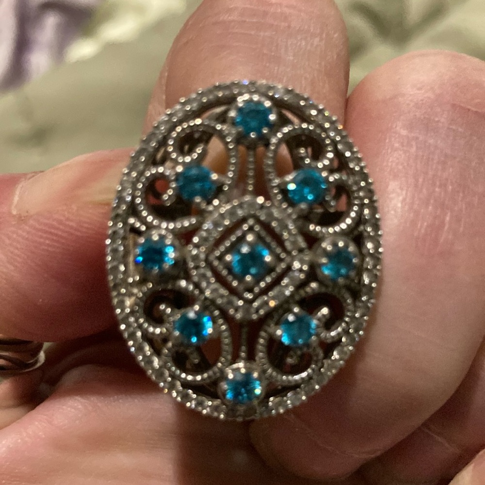 Beautiful Sterling Silver Ring With Topaz Stones